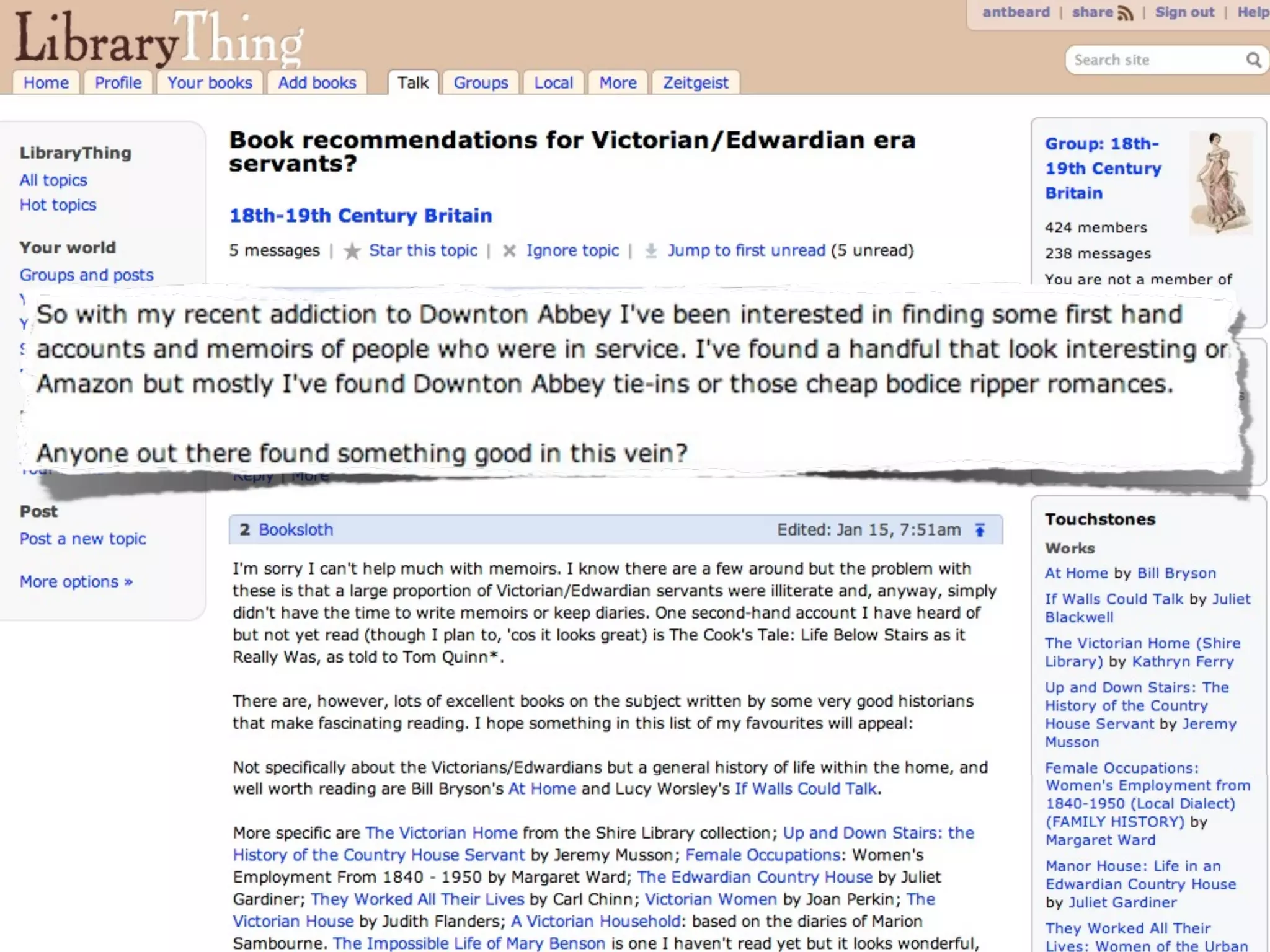 LibraryThing forum topic

 