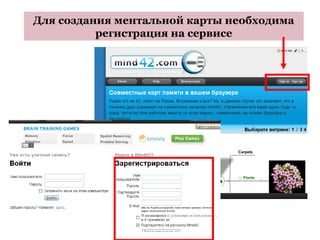 Для создания ментальной карты необходима
          регистрация на сервисе
 