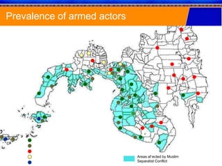 Prevalence of armed actors
Areas affected by Muslim
Separatist Conflict
 
