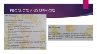 PRODUCTS AND SERVICES
 