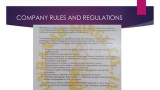 COMPANY RULES AND REGULATIONS
 