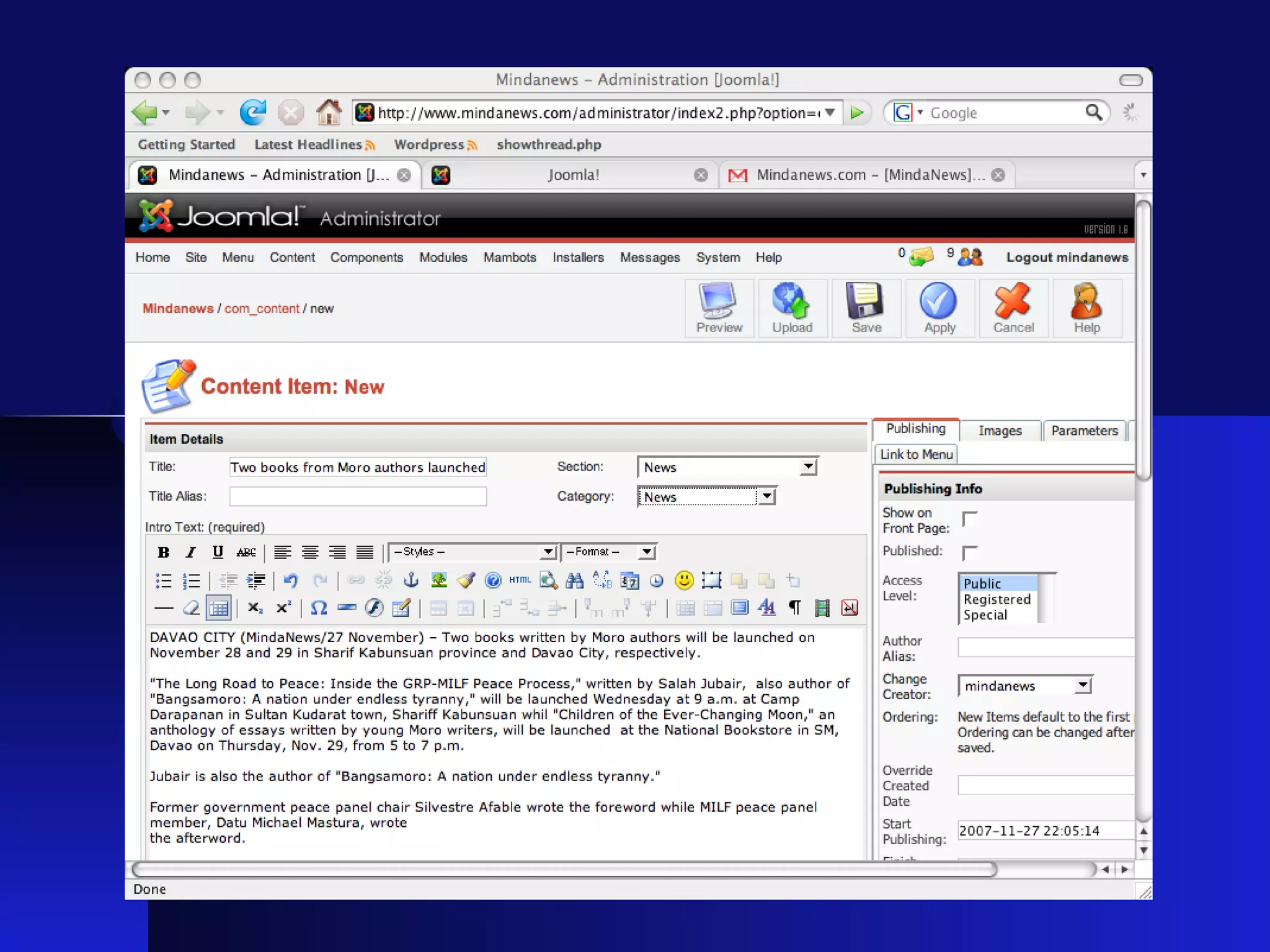 MindaNews Joomla - Bobby Timonera