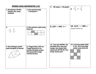 Minda pagi maths (sambungan) | PDF