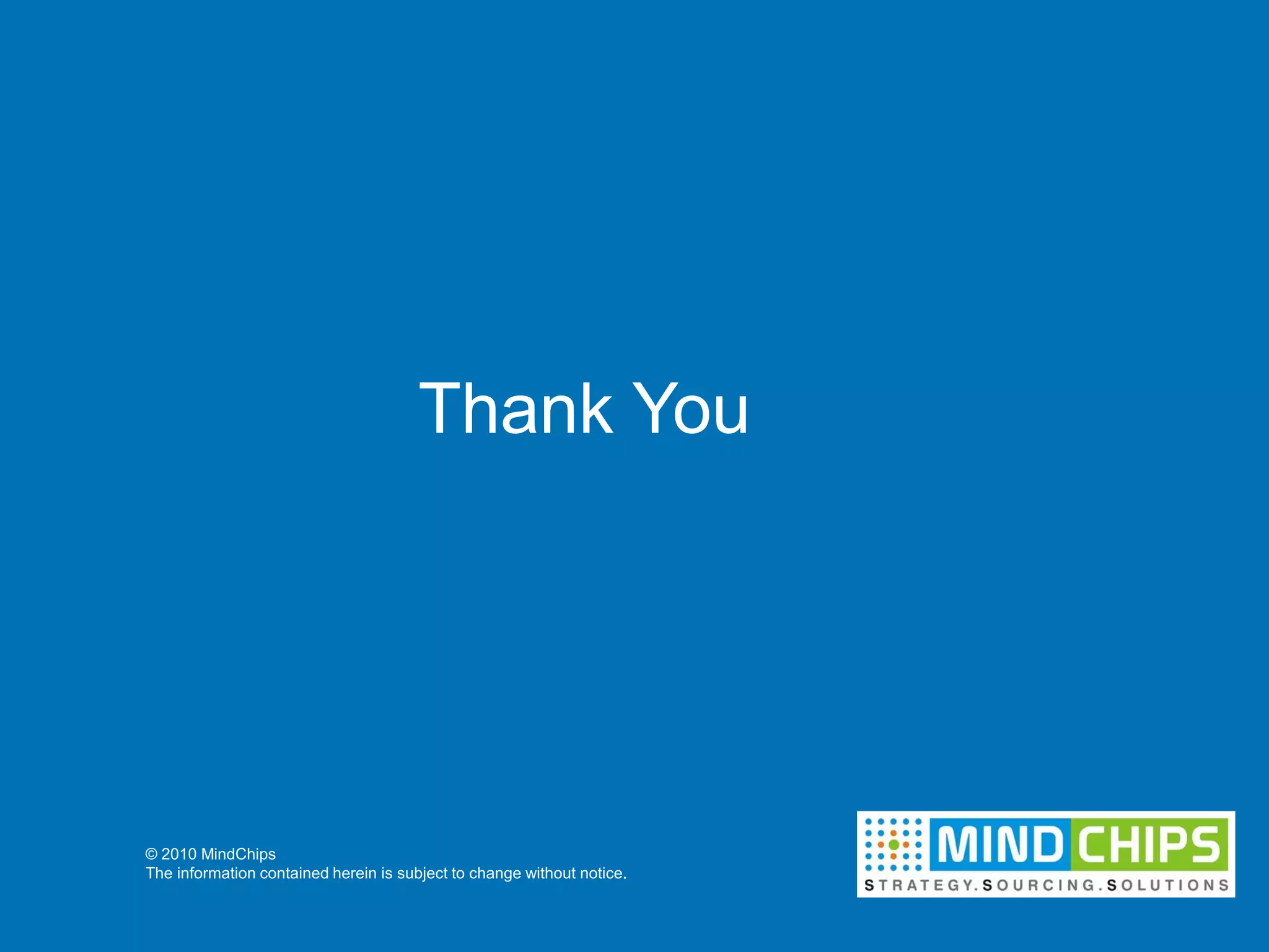 Thank You




© 2010 MindChips
The information contained herein is subject to change without notice.
 