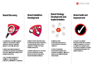 Brand Discovery           Brand Guidelines          Brand Strategy        Brand Audit and
                          Development               Development and       Improvement
                                                    Implementation




U d rtn teba do n r
 n es d h rn w e
       a                  Ba desn eid aio a d
                           rn se c e t n n          M rein a d
                                                     ak t g n             E a ae h ba d
                                                                           vl t te rn
                                                                             u
srtg , sg e t fag t
 t e y e m n o tre
  a                       d vl m n, n w o it n g
                           ee p e t e p sio in
                              o                     c m u ic t np nt
                                                     o m n aio l o
                                                                 a        im l e tt nina etin
                                                                            pe naio
                                                                              m           cra
a d n e f dk y r es
 u ie c , in e divr       sae e t n vl c a
                           ttm n a d a e h in
                                       u            s p ot e p sio in
                                                     u p rn w o it n g    p r db f d gte a s
                                                                           eio y in in h g p
rl e t s e if l sy .
e td o p c icif te
  a             e l       ce t nt sre h n w
                           raio o ev te e           srtg .
                                                     t ey
                                                      a                   b t e nte t tg a d
                                                                           ewe h sr e y n
                                                                                       a
                          m re sg e t
                           ak t e m n.                                    e e uio , a df dte a
                                                                           x c t n n in h wy
D f en w ag t u ie c ,
  ein e tre a d n e                                 D v e o sm r
                                                     eis c n u e          t a j t n im rv te
                                                                           o d s a d po e h
                                                                              u
e p r o p r n ie fr rwh
 x l e p ot it s o go t
    o      u              C e ted e t no te e
                           raiv ircio fh n w        e g g m n s ae y
                                                     n a e e t t tg in
                                                               r          ba dsrtg .
                                                                           rn t e y
                                                                                 a
inb t c r n a dpo p civ
    oh ur t n rs e te
         e                c n e tin l in v u l
                           o c p, c d g is a
                                    u               m l lpafr s uilin a
                                                     u ipe l om , t g
                                                       t    t        iz
m re sg e t
  ak t e m ns.            id nit d s n p c a in ,
                            e ty eig , a k g g      m o b t t d io aa d
                                                     ix f oh r it n ln
                                                              a
                          n m n l ue p ra h
                           o e c tr a po c .
                                 a                  n w e ia
                                                     e md .
A lt d f e u ie c ’s
 be o ein a d n e
poilg p yh ga h ,
 rf : sc o rp ic
    in
atu e, peee c s sm o .
 t d s rfrn e, y b l
  it                 s
 