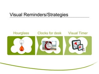 Visual Reminders/Strategies
Hourglass Clocks for desk Visual Timer
 
