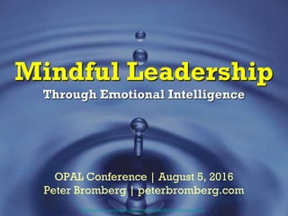 Mindful Leadership
Through Emotional Intelligence
http://www.flickr.com/photos/tomas_sobek/4649690892/sizes/l/in/photostream
OPAL Conference | August 5, 2016
Peter Bromberg | peterbromberg.com
 