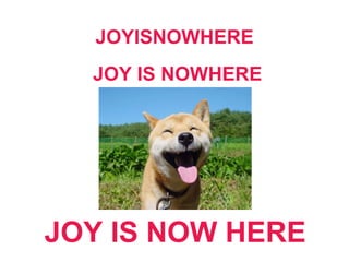 JOYISNOWHERE 
JOY IS NOWHERE 
JOY IS NOW HERE  
