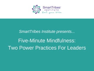 SmartTribes Institute presents...
Five-Minute Mindfulness:
Two Power Practices For Leaders
 
