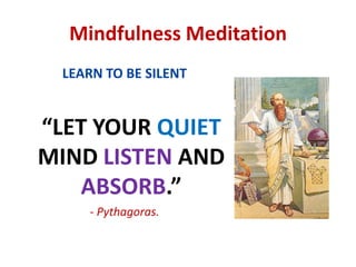 Meditation must be done in some special place (eg mountain top, cave, monastery)Meditation is a religiousritual or ceremonyMeditation is trance-like state ...NOT SO!!!