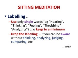 a means of tapping into “resources” of power and joy contained in the mind.The “Purposes” of Meditation“We could say that meditation doesn't have a reason or doesn't have a purpose. In this respect it's unlike almost all other things we do except perhaps making music and dancing. When we make music we don't do it in order to reach a certain point, such as the end of the composition.If that were the purpose of music then obviously the fastest playerswould be the best. ...... cont’d