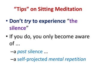 SITTING MEDITATIONWHY USE AN “ANCHOR”?Because we can’t focus our mindon every changing momentwithout a certain degreeof concentrationto keep pace with the moment.