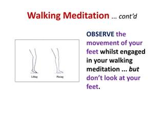 “Tips” on Sitting Meditation  If the mind wanders,be mindful of the wandering and your thinking and imagining
