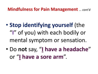 The Benefits of Mindfulness MeditationALL of this is GOOD for:the individual lawyer ... personally and professionallythelaw firm as a wholeclientsof the firmthelocal community and thewider publictheworld at large.