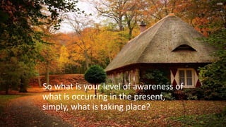 So what is your level of awareness of
what is occurring in the present,
simply, what is taking place?
 