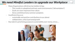 - Many Organizations still driven by Intellect & Ego
- This results in suboptimal and toxic work environments (“old workpl...