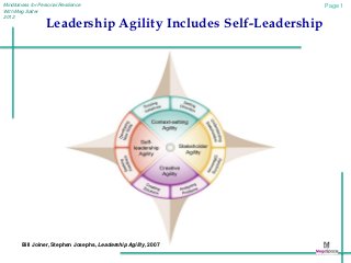 Mindfulness for Personal Resilience                              Page 1
With Meg Salter
2012
                   Leadership Agility Includes Self-Leadership




        Bill Joiner, Stephen Josephs, Leadership Agility, 2007
 