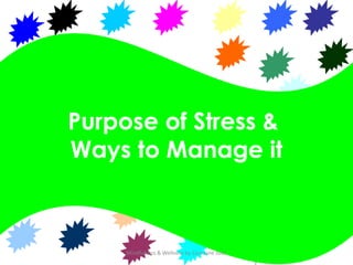 Purpose of Stress &
Ways to Manage it



     Mindfulness & Wellness by Zara Jane Juan
 