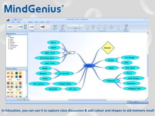 In Education, you can use it to capture class discussion & add colour and shapes to aid memory recall