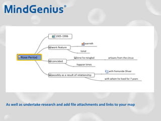 As well as undertake research and add file attachments and links to your map
