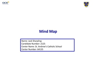 Mind Map
Name: Jack Sharpling
Candidate Number: 2125
Center Name: St. Andrew’s Catholic School
Center Number: 64135
 