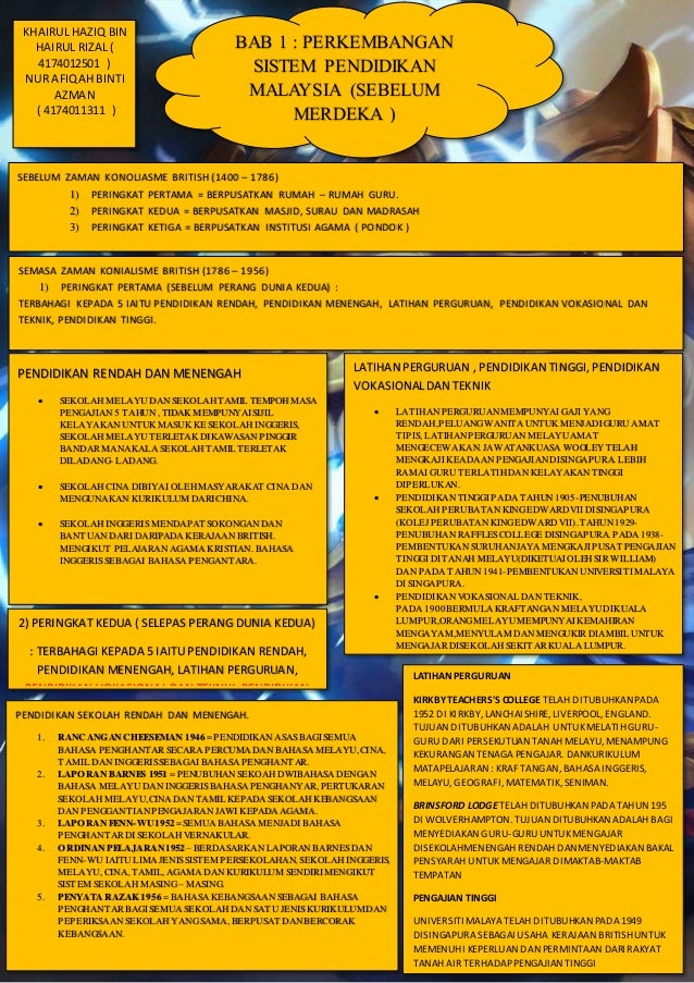 sistem pendidikan sebelum merdeka