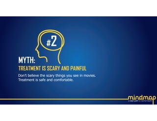 Don’t believe the scary things you see in movies.
Treatment is safe and comfortable.
MYTH:
TREATMENT IS SCARY AND PAINFUL
#2
 