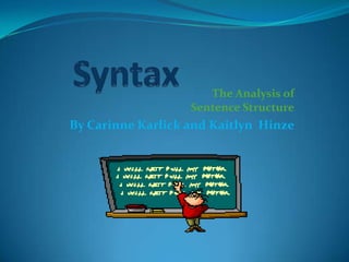 The Analysis of
                   Sentence Structure
By Carinne Karlick and Kaitlyn Hinze
 