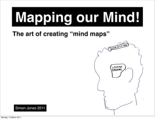 Mapping our Mind!
            The art of creating “mind maps”




              Simon Jones 2011

Monday, 14 March 2011
 