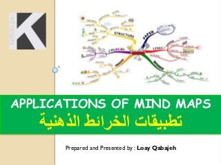 APPLICATIONS OF MIND MAPS

‫تطبيقات الخرائط الذهنية‬
Prepared and Presented by : Loay Qabajeh

 