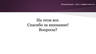 На этом все.
Спасибо за внимание!
Вопросы?
Визуализация - ключ к эффективности
 