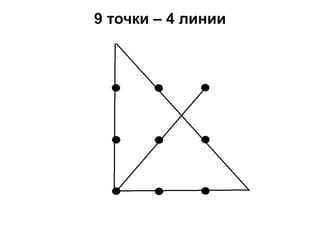9 точки – 4 линии
 