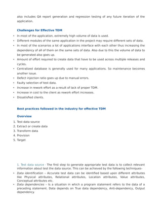 Mind Map Test Data Management Overview | PDF
