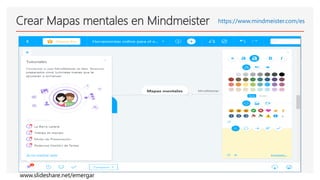 Crear Mapas mentales en Mindmeister https://www.mindmeister.com/es
www.slideshare.net/emergar
 