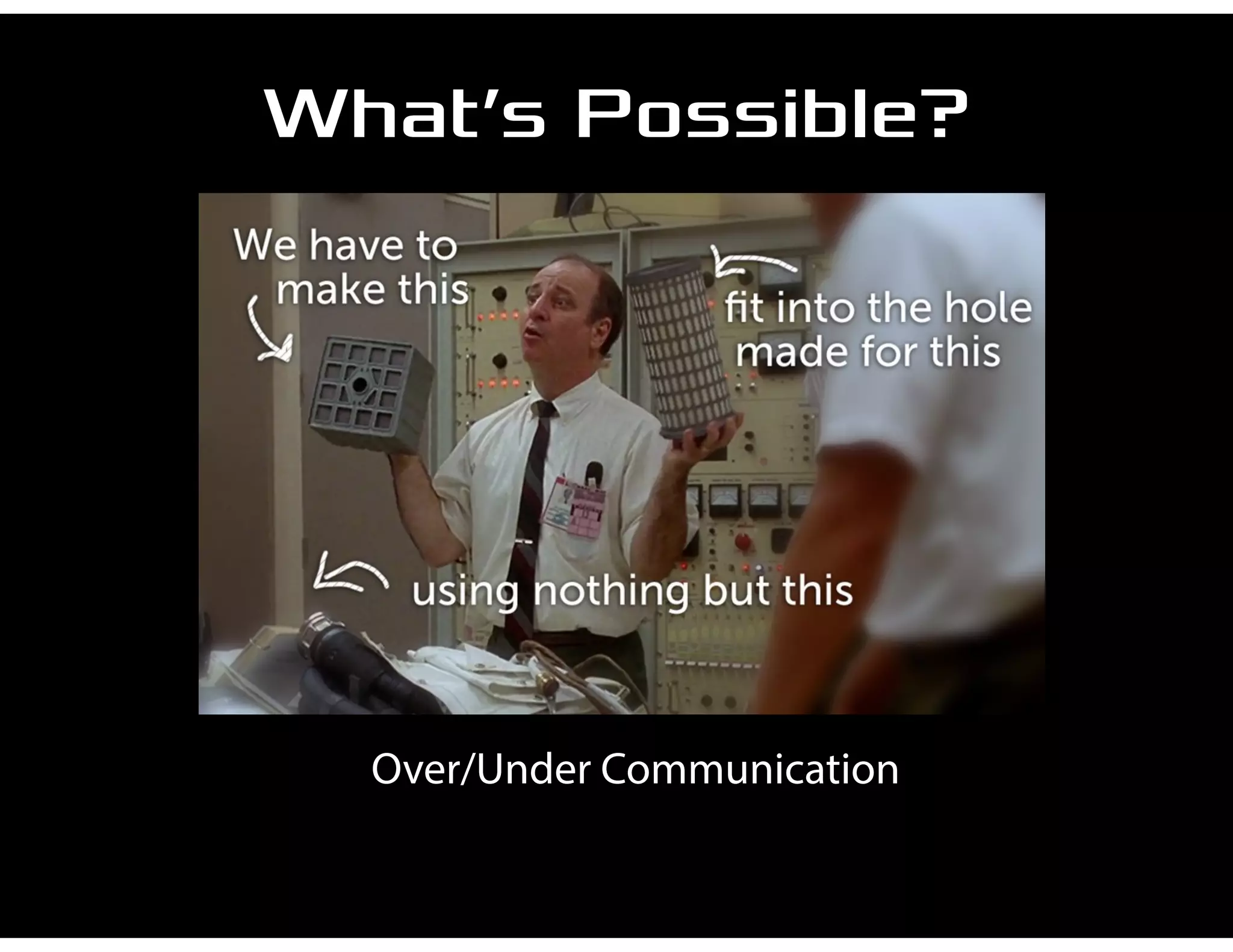 What’s Possible?
Over/Under Communication
 