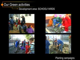 Development area: SCHOOLYARDS Planting campaigns Our Green activities 