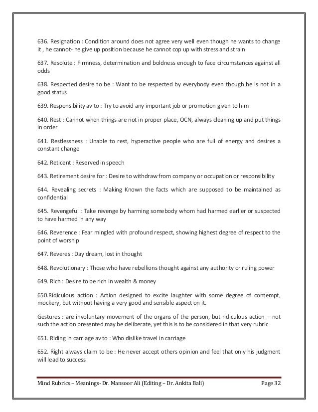 Meaning Of Mind Rubrics In Kent Repertory