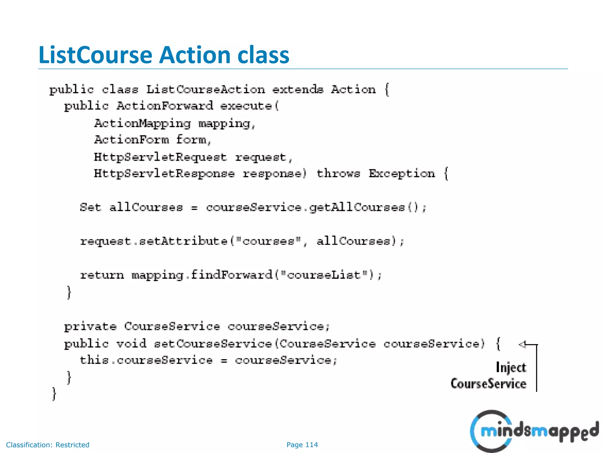 Page 114Classification: Restricted
ListCourse Action class
 