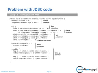 Page 67Classification: Restricted
Problem with JDBC code
 