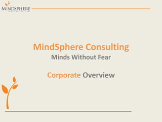 MindSphere Consulting
Minds Without Fear
Corporate Overview
 