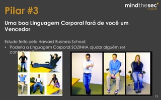 Pilar #3
13
Uma boa Linguagem Corporal fará de você um
Vencedor
Estudo feito pela Harvard Business School:
• Poderia a Linguagem Corporal SOZINHA ajudar alguém ser
contratado?
 