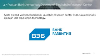 State owned Vnesheconombank launches research center as Russia continues
its push into blockchain technology.
4.7 Russian Bank Announces Opening of Blockchain Research Center
Source: https://www.financemagnates.com/cryptocurrency/news/russian-bank-announces-opening-blockchain-research-center/
35
4.7 Russian Bank Announces Opening of Blockchain Research Center
 