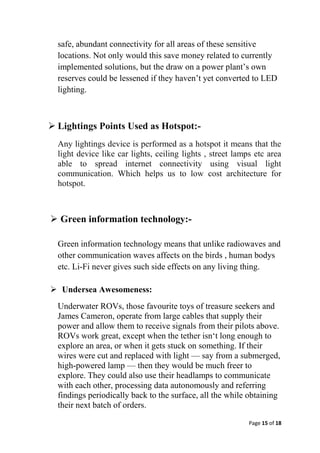 Seminar Report On Implementation Of Li-FI Technology | PDF