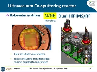 Ultravacuum Co-sputtering reactor 
36 
Si/Nb 
Dual HiPIMS/RF 
XIII Brazilian MRS - Symposium N / 29 September 2014 
T. Min...