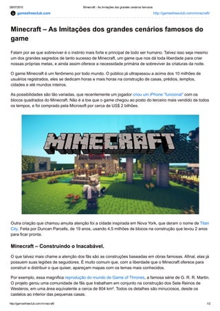 Casas Minecraft: 2015
