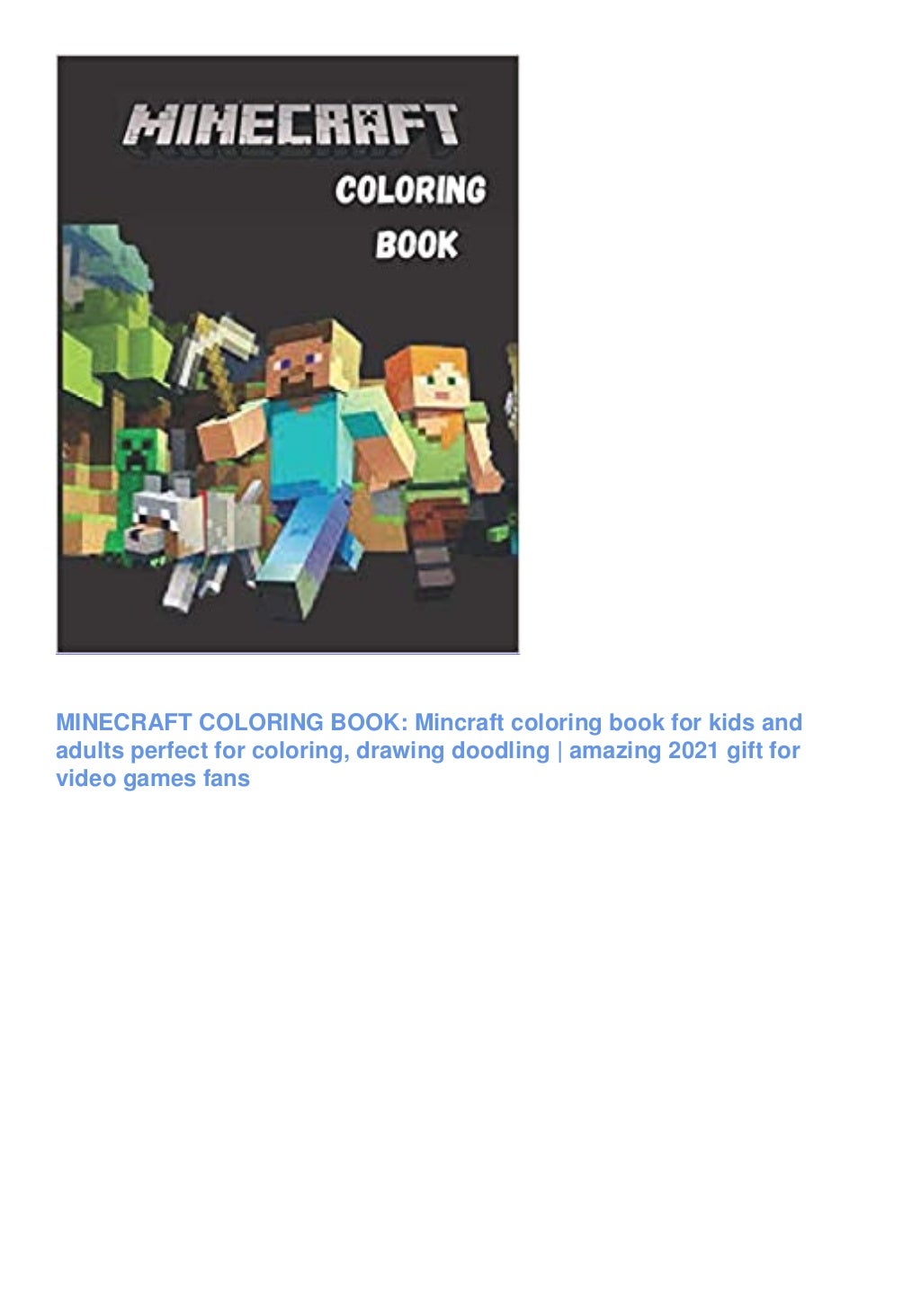 Download⚡[PDF]⚡ MINECRAFT COLORING BOOK: Mincraft coloring book for kids and adults perfect for ...