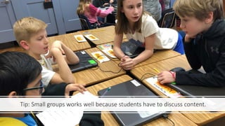 Tip: Small groups works well because students have to discuss content.
 