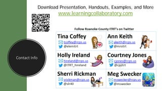 Contact Info
Download Presentation, Handouts, Examples, and More
www.learningcollaboratory.com
 