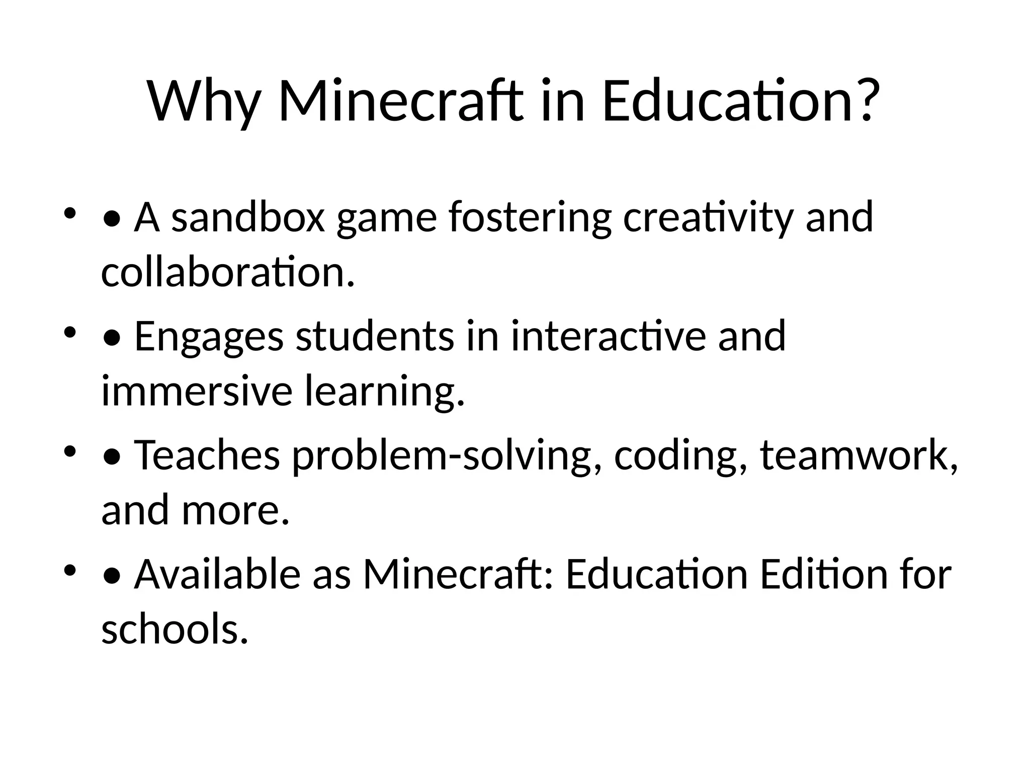 Minecraft Education Presentation in a few words | PPTX