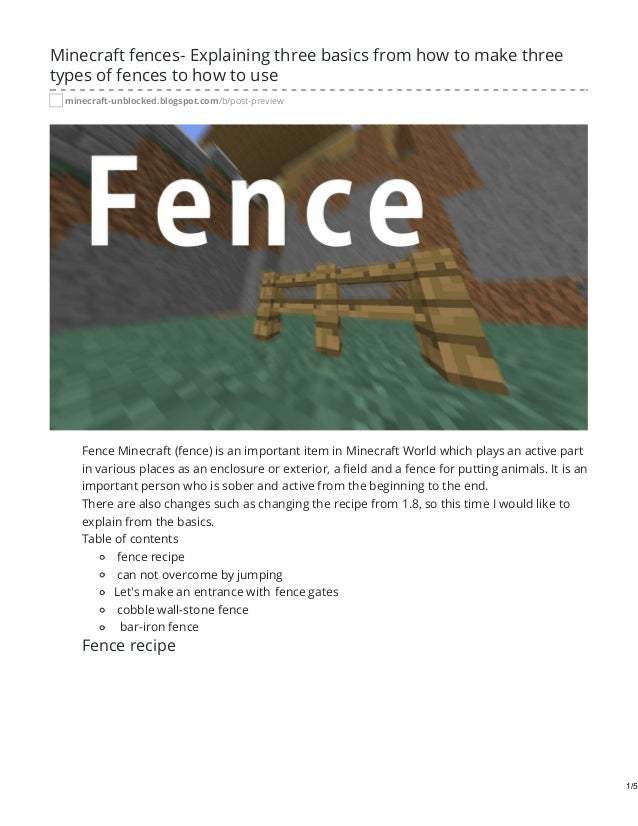 Minecraft Fences Explaining Three Basics From How To Make Three Type